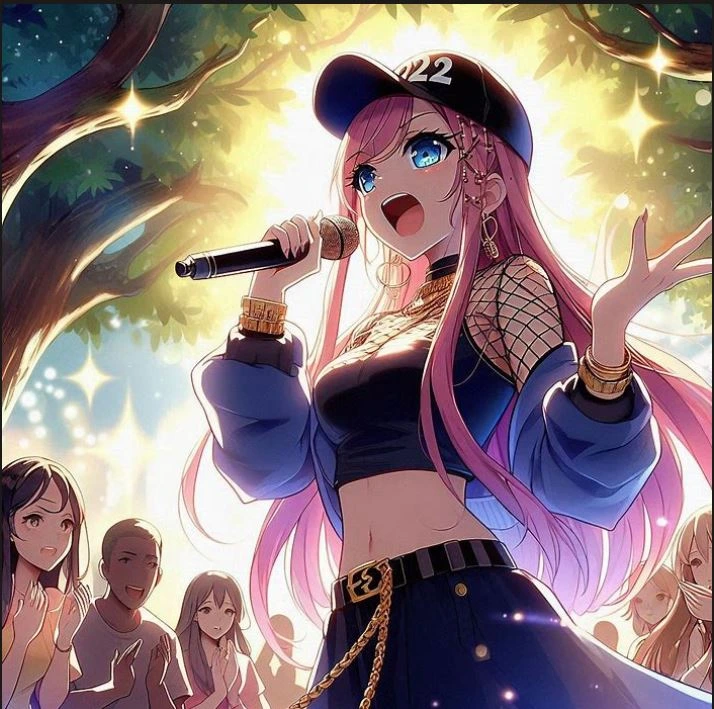Girls rapping Image result of a prompt with 5 elements